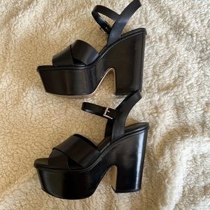Michael Kors Black Leather Chunky Platform Heels